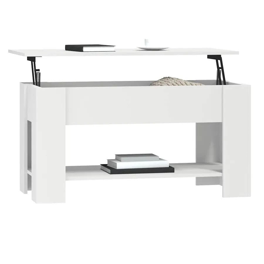 Table basse blanc 101x49x52 cm bois d'ingénierie - 7