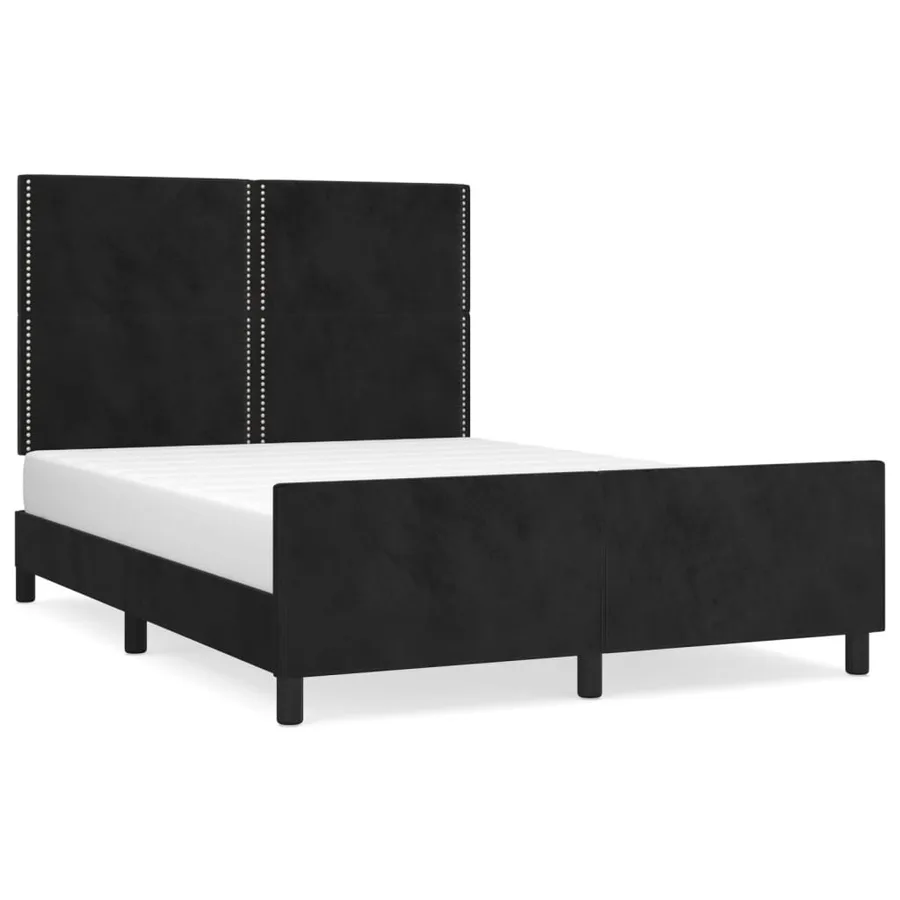 Cadre de lit sans matelas noir 140x200 cm velours - 2