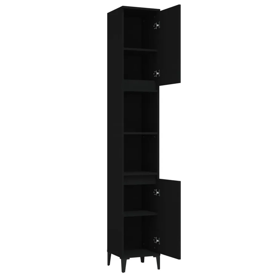 Armoire de salle de bain noir 30x30x190 cm bois d'ingénierie - 6