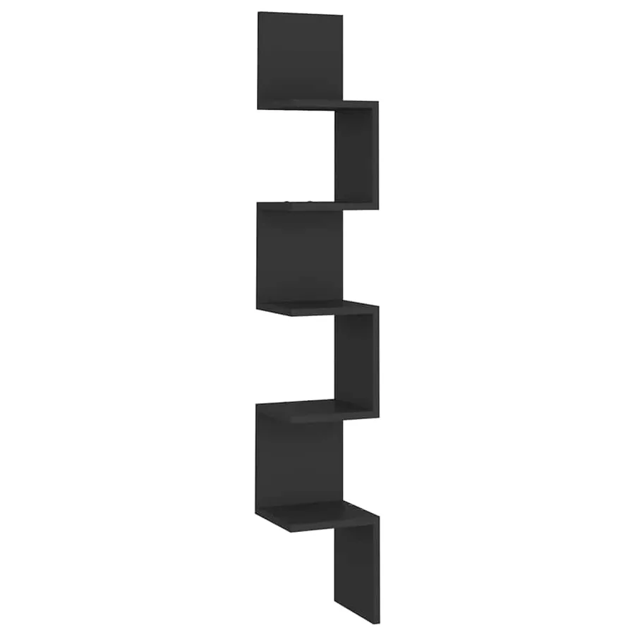 Étagère d'angle murale Noir 20x20x127,5 cm Bois d’ingénierie - 2