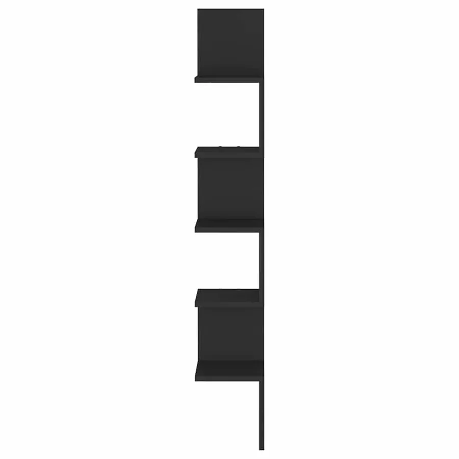 Étagère d'angle murale Noir 20x20x127,5 cm Bois d’ingénierie - 4