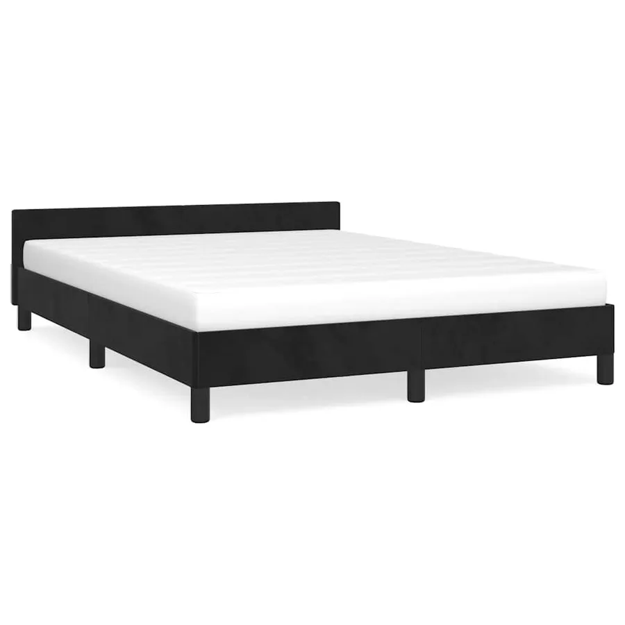 Cadre de lit sans matelas noir 140x200 cm velours - 2
