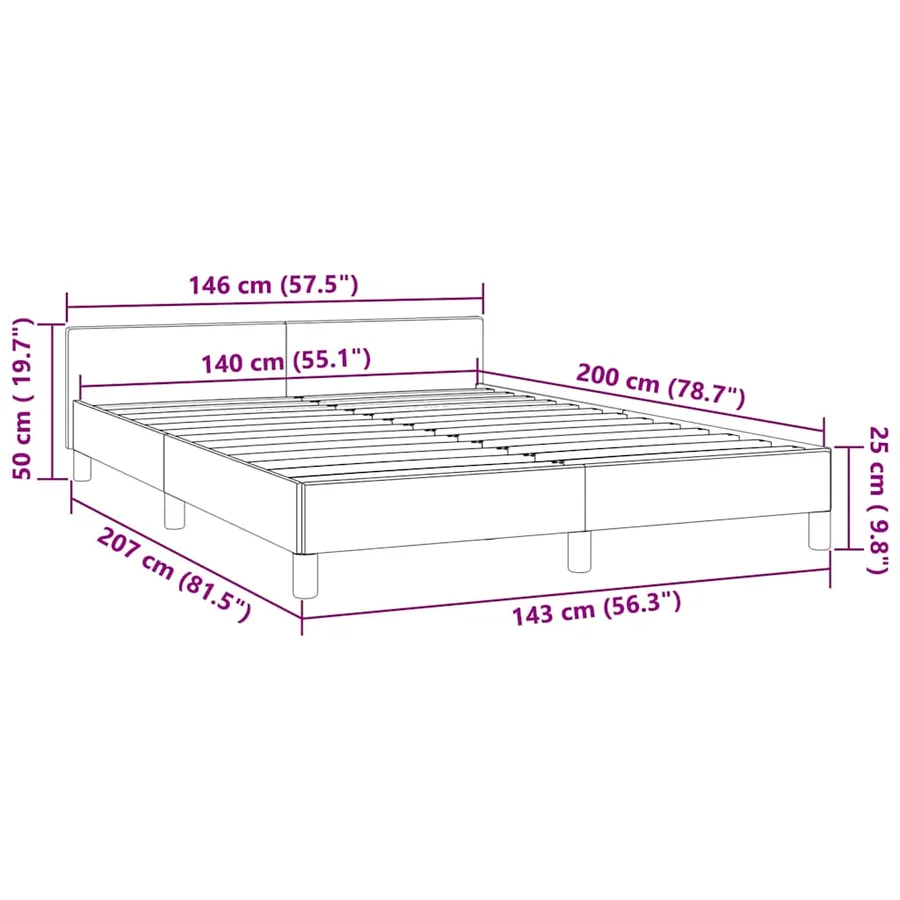 Cadre de lit sans matelas noir 140x200 cm velours - 9