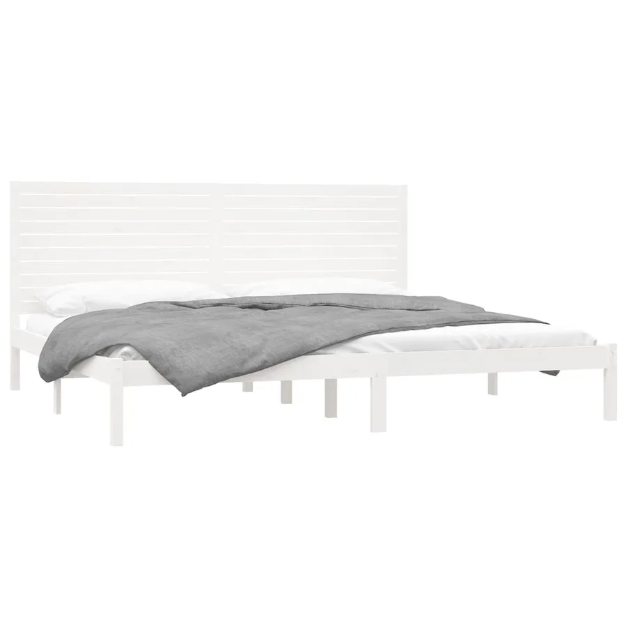 Cadre de lit sans matelas blanc 200x200 cm bois massif - 3