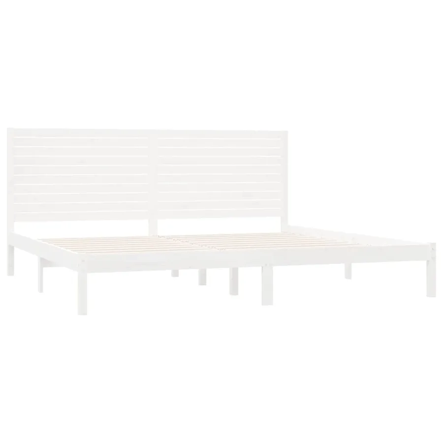 Cadre de lit sans matelas blanc 200x200 cm bois massif - 4