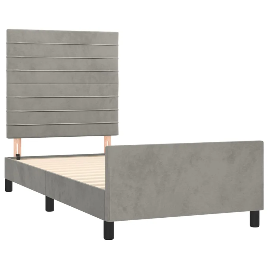 Cadre de lit sans matelas gris clair 90x200 cm velours - 4