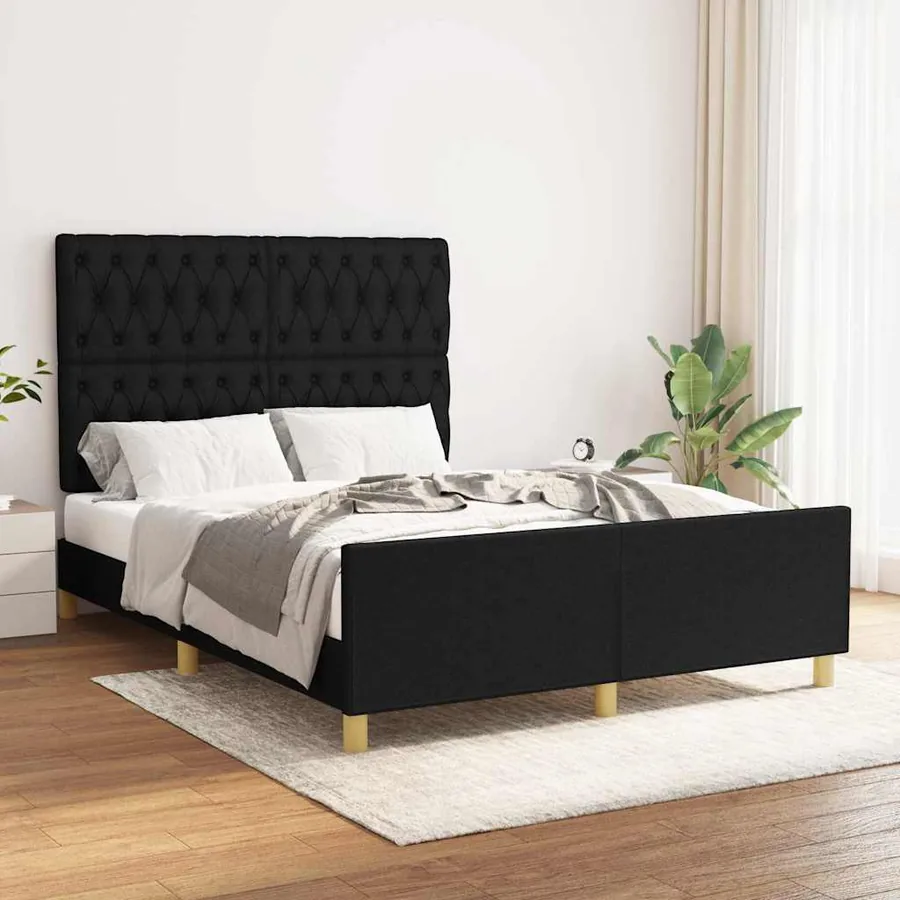 Cadre de lit sans matelas noir 140x200 cm tissu