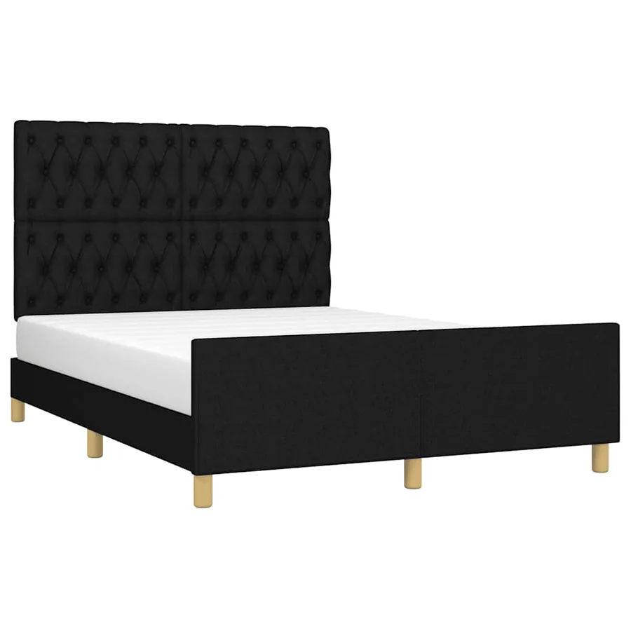 Cadre de lit sans matelas noir 140x200 cm tissu - 3