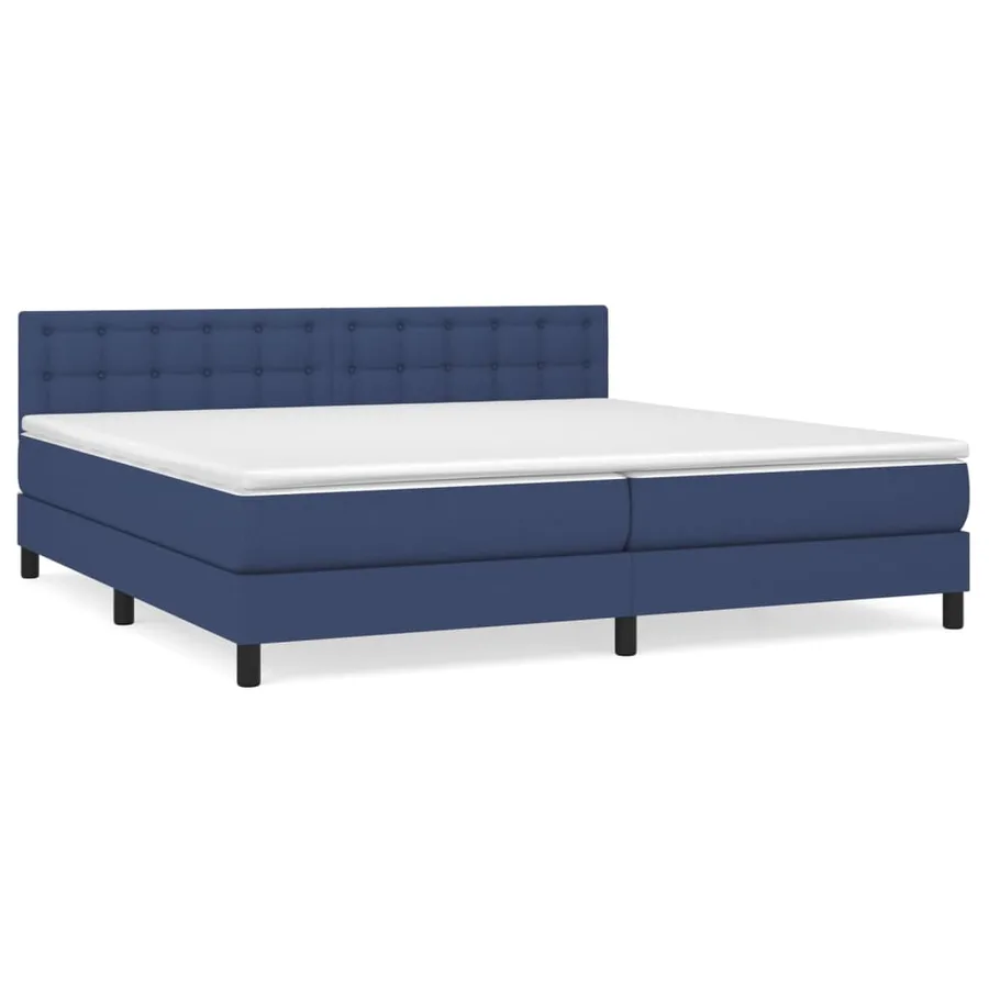Sommier à lattes de lit avec matelas Bleu 200x200 cm Tissu - 2