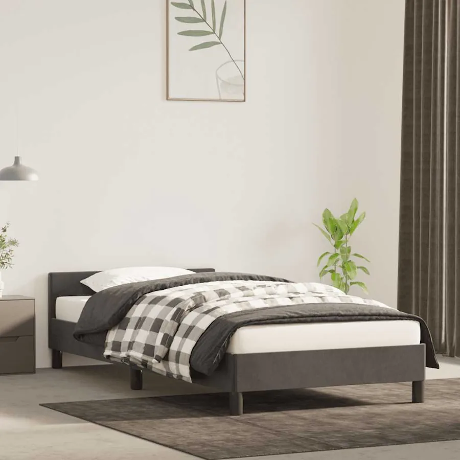 Cadre de lit sans matelas gris foncé 100x200 cm velours