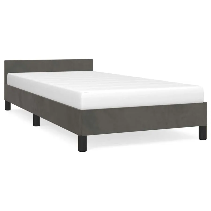 Cadre de lit sans matelas gris foncé 100x200 cm velours - 2