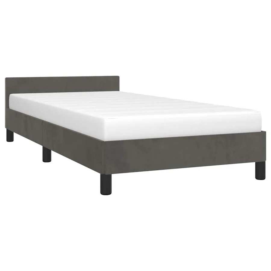 Cadre de lit sans matelas gris foncé 100x200 cm velours - 3