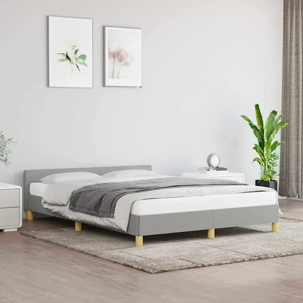Cadre de lit sans matelas gris clair 140x190 cm tissu