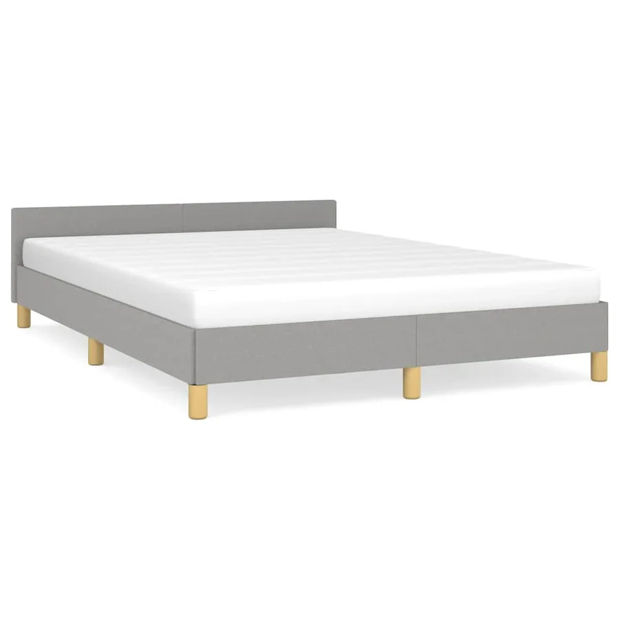 Cadre de lit sans matelas gris clair 140x190 cm tissu - 2