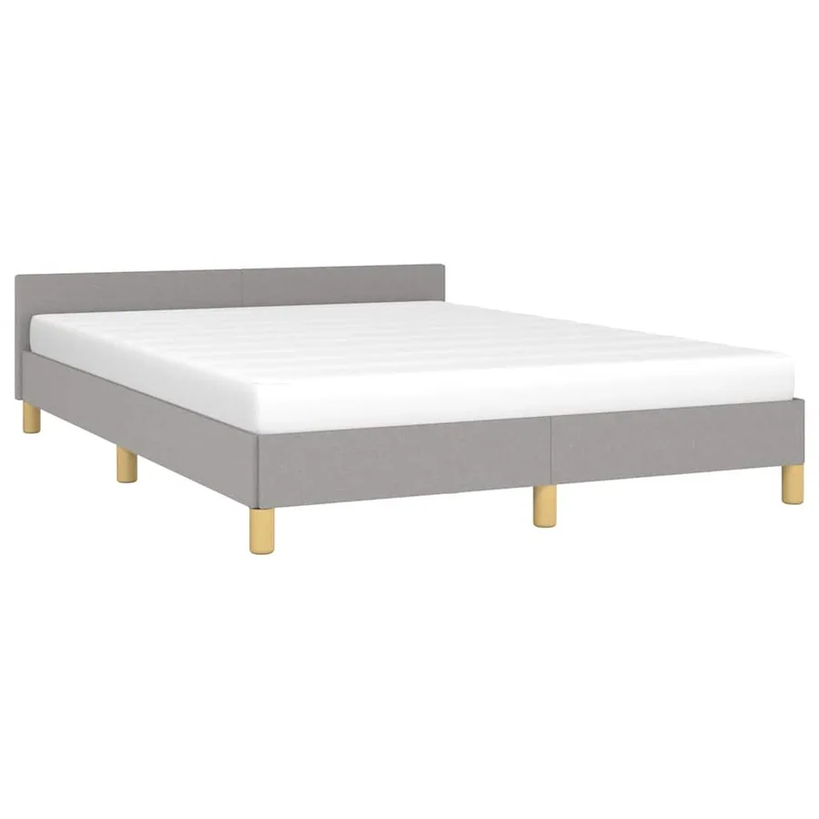 Cadre de lit sans matelas gris clair 140x190 cm tissu - 3
