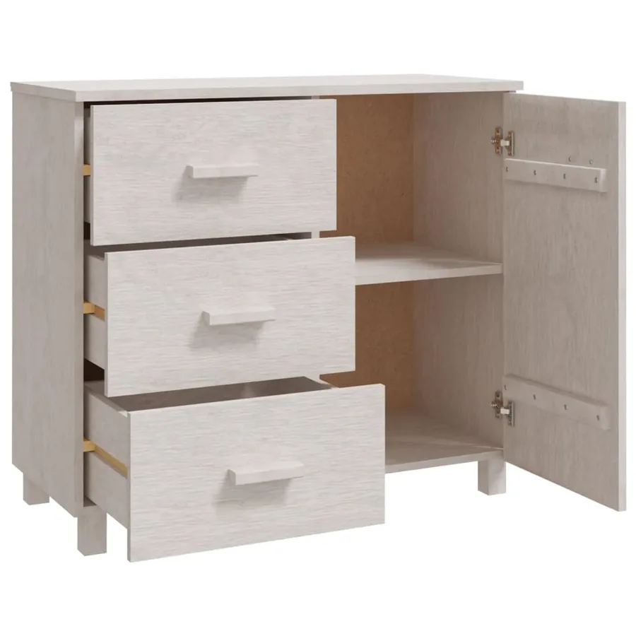 Buffet HAMAR Blanc 90x40x80 cm Bois massif de pin - 5