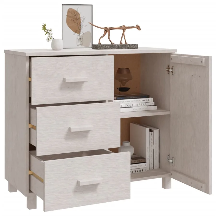 Buffet HAMAR Blanc 90x40x80 cm Bois massif de pin - 6