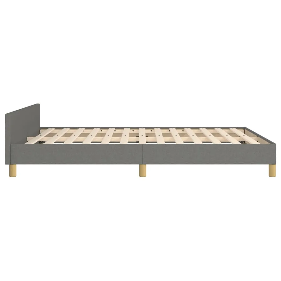 Cadre de lit sans matelas gris foncé 140x190 cm tissu - 7