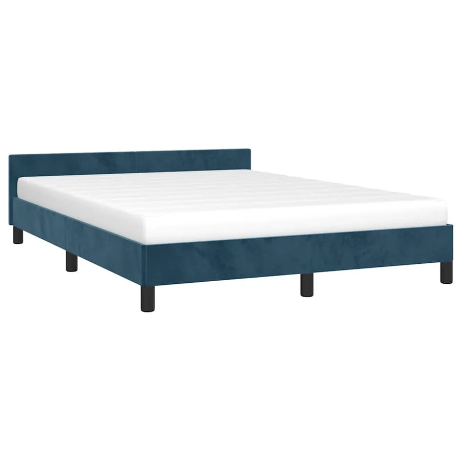 Cadre de lit sans matelas bleu foncé 140x200 cm velours - 3