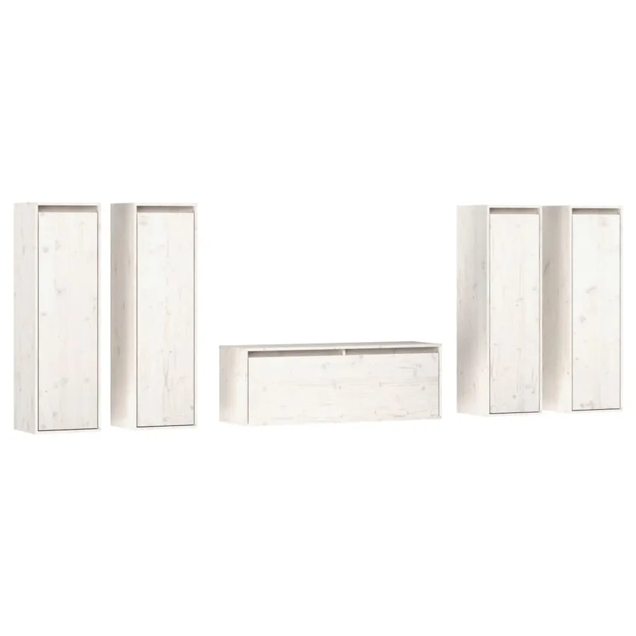 Meubles TV 5 pcs Blanc Bois massif de pin - 2
