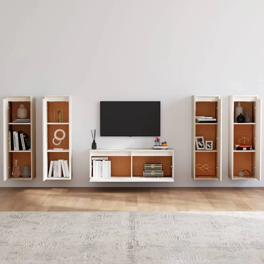 Meubles TV 5 pcs Blanc Bois massif de pin - 3