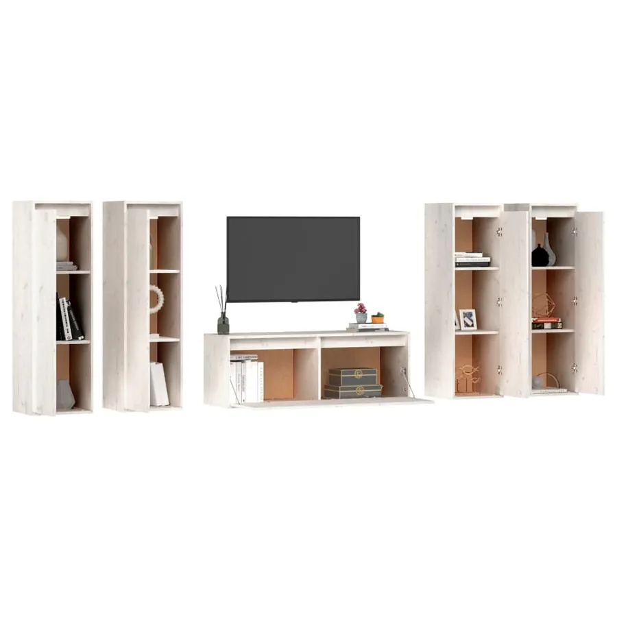 Meubles TV 5 pcs Blanc Bois massif de pin - 4