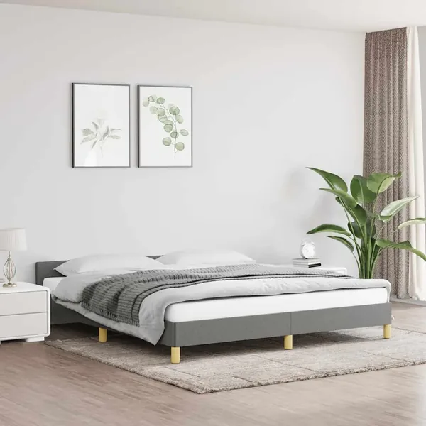 Cadre de lit sans matelas gris foncé 180x200 cm tissu