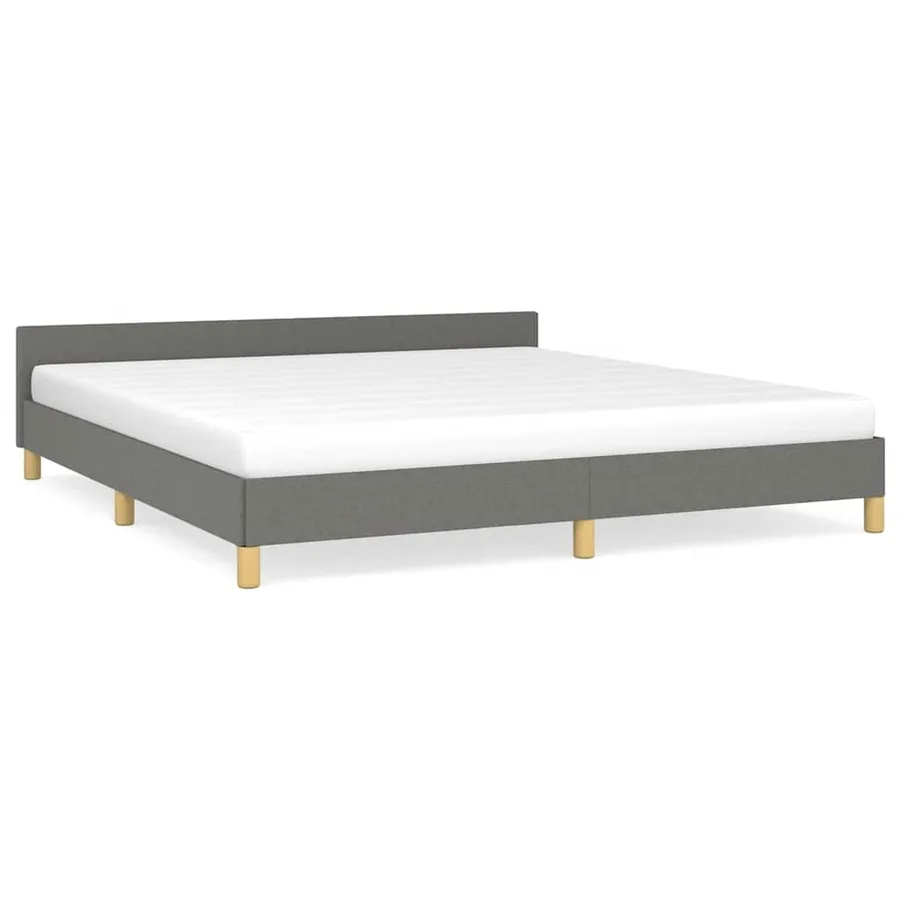 Cadre de lit sans matelas gris foncé 180x200 cm tissu - 2