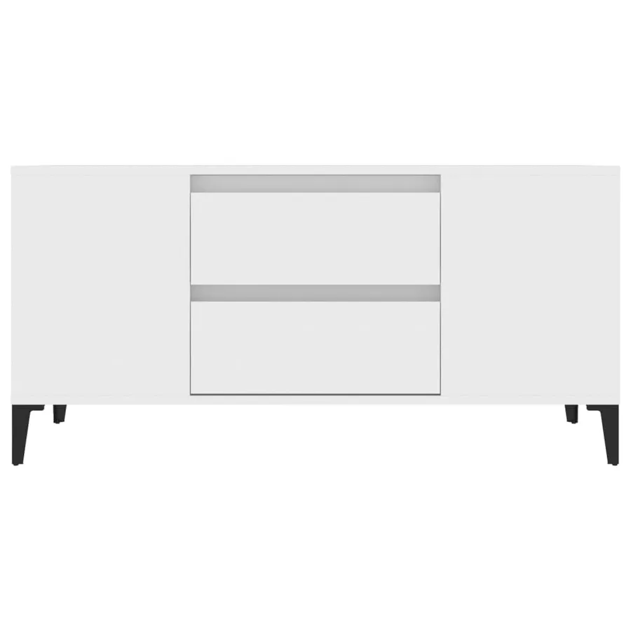 Meuble TV Blanc 102x44,5x50 cm Bois d'ingénierie - 6