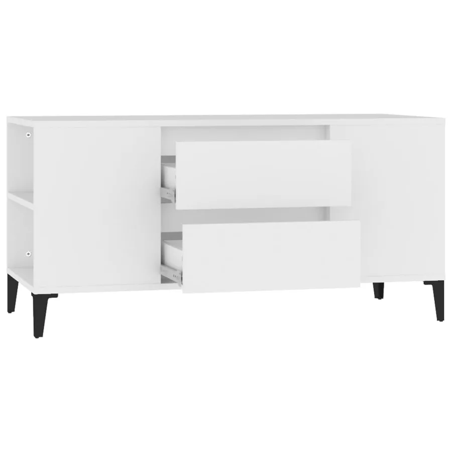 Meuble TV Blanc 102x44,5x50 cm Bois d'ingénierie - 7