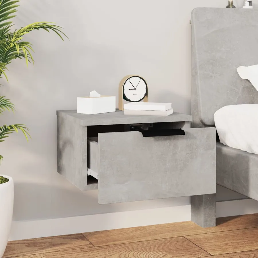 Table de chevet murale Gris béton 34x30x20 cm - 3