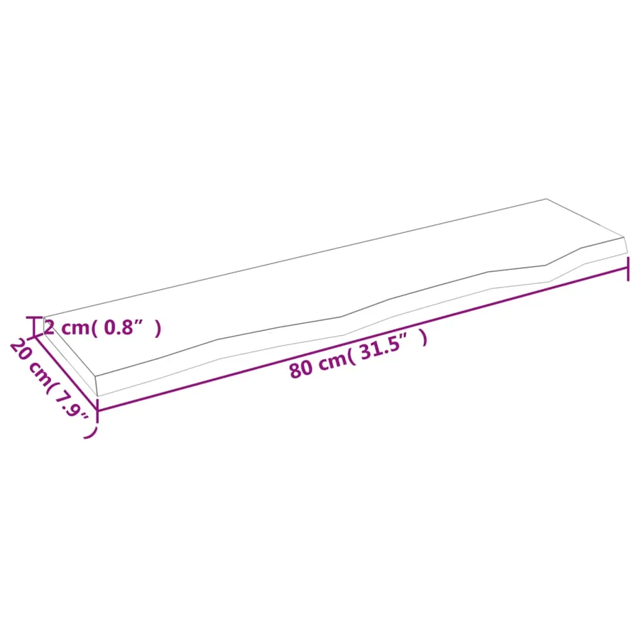Étagère murale 80x20x2 cm bois de chêne massif non traité - 7
