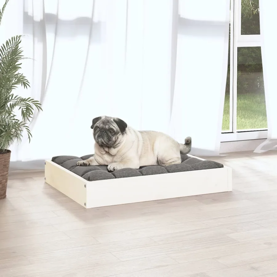 Lit pour chien Blanc 61,5x49x9 cm Bois de pin solide - 3