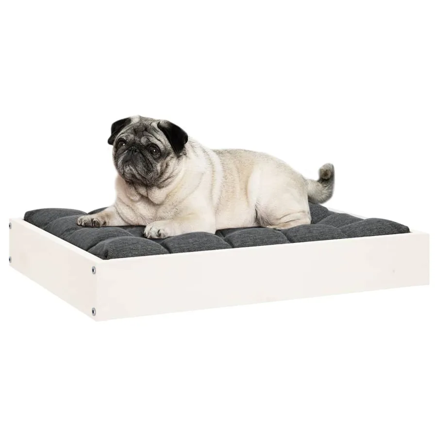 Lit pour chien Blanc 61,5x49x9 cm Bois de pin solide - 6