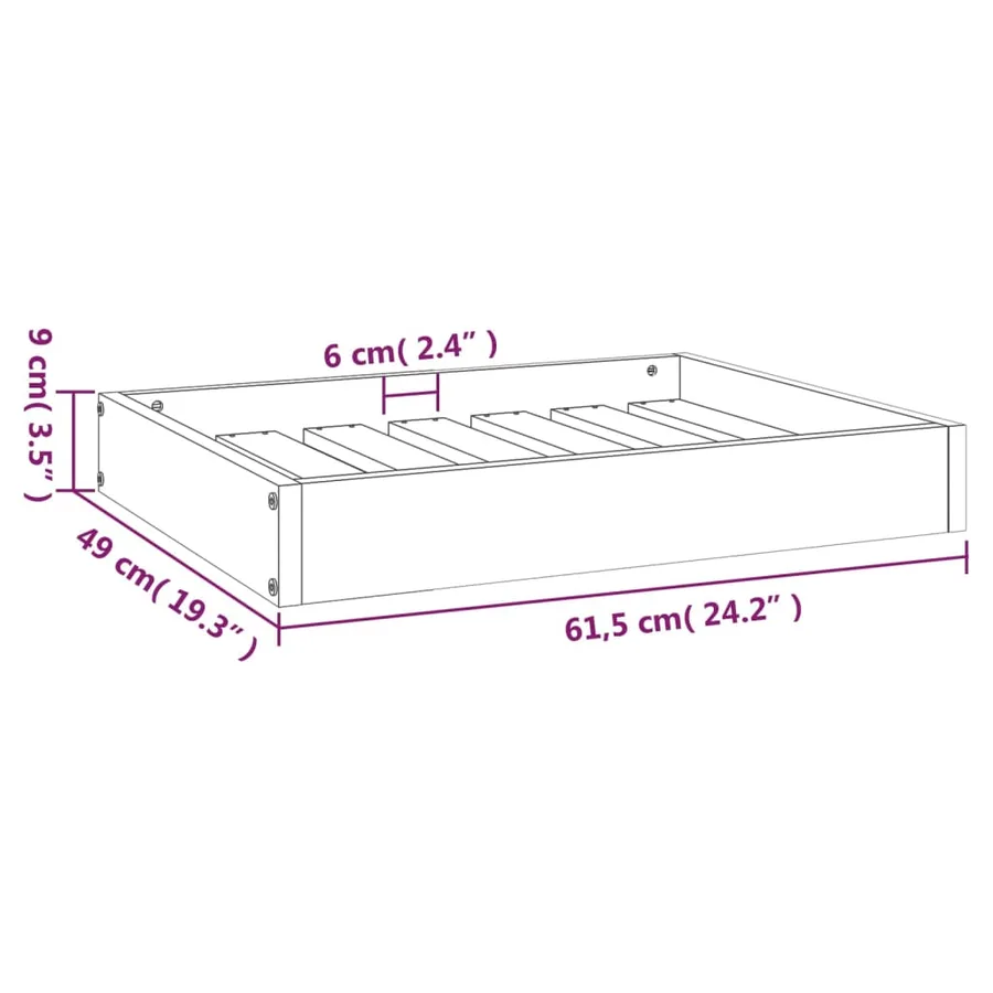Lit pour chien Blanc 61,5x49x9 cm Bois de pin solide - 8