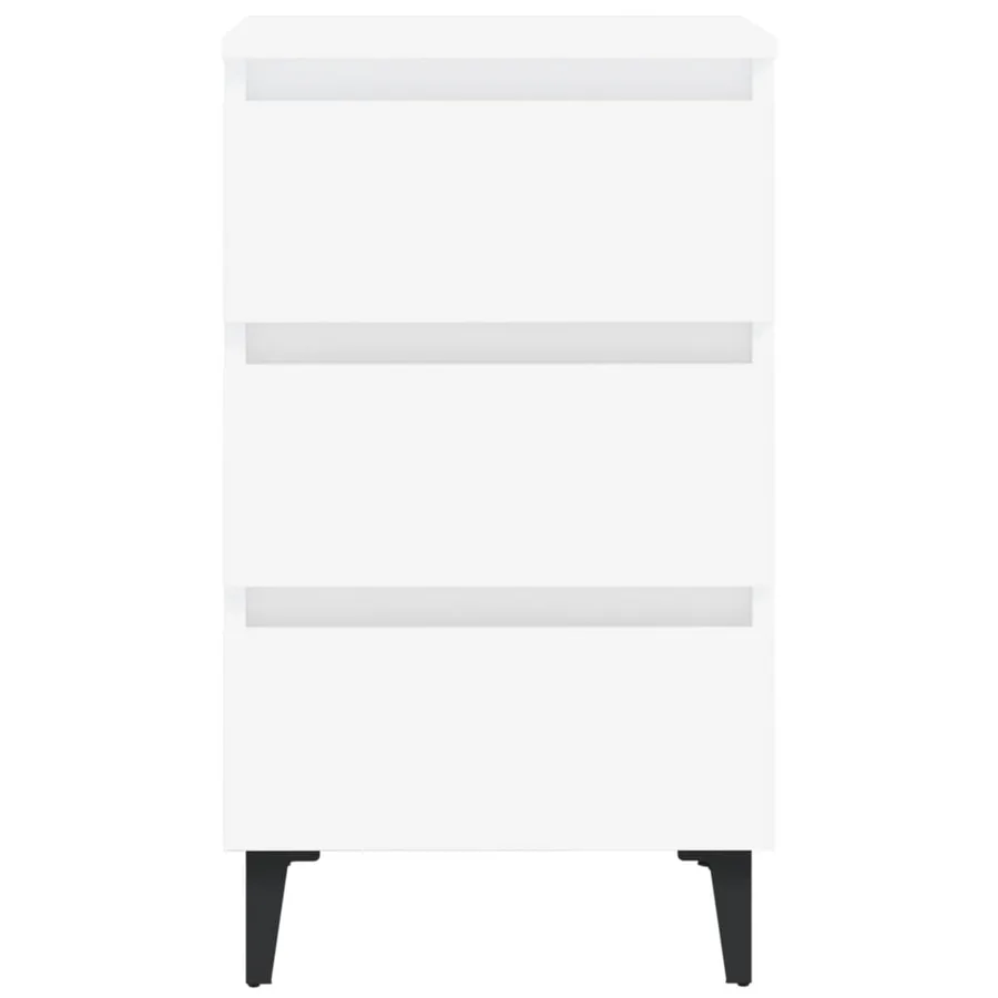 Table de chevet avec pieds en métal blanc 40x35x69 cm - 4