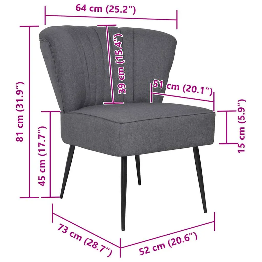 Chaise de cocktail gris foncé tissu - 6