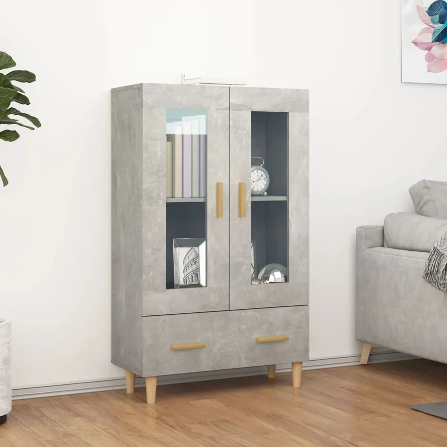 Buffet haut Gris béton 70x31x115 cm Bois d'ingénierie