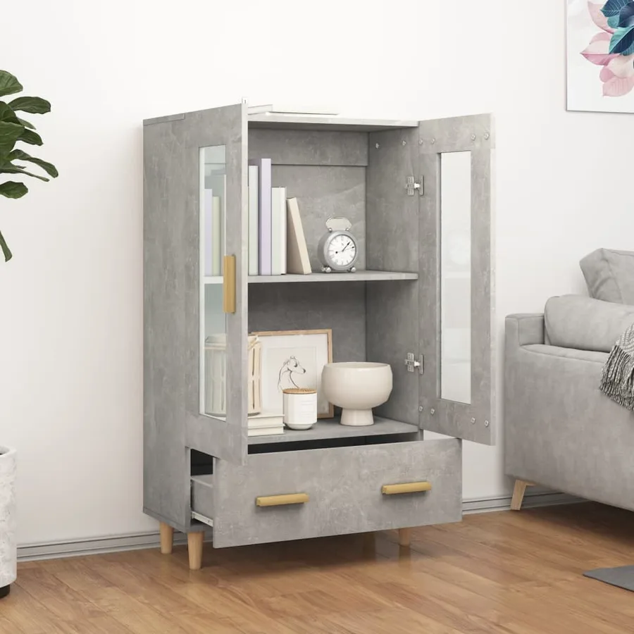 Buffet haut Gris béton 70x31x115 cm Bois d'ingénierie - 3