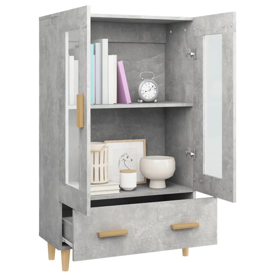 Buffet haut Gris béton 70x31x115 cm Bois d'ingénierie - 4