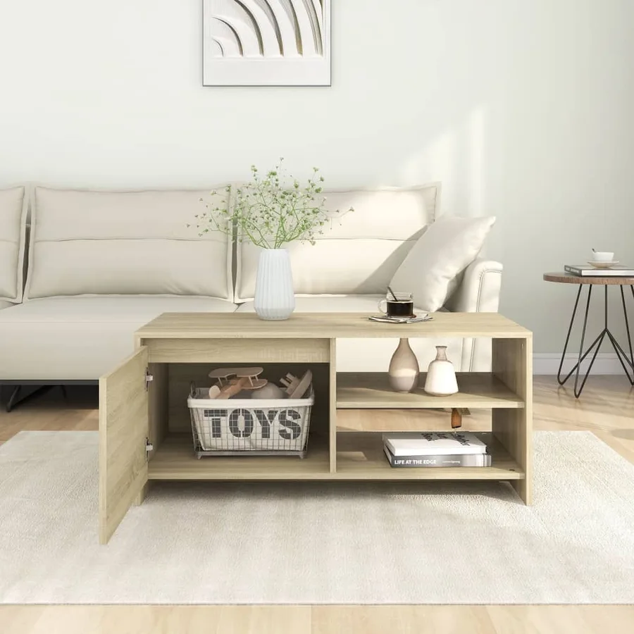 Table basse chêne sonoma 102x50x45 cm bois d'ingénierie - 3
