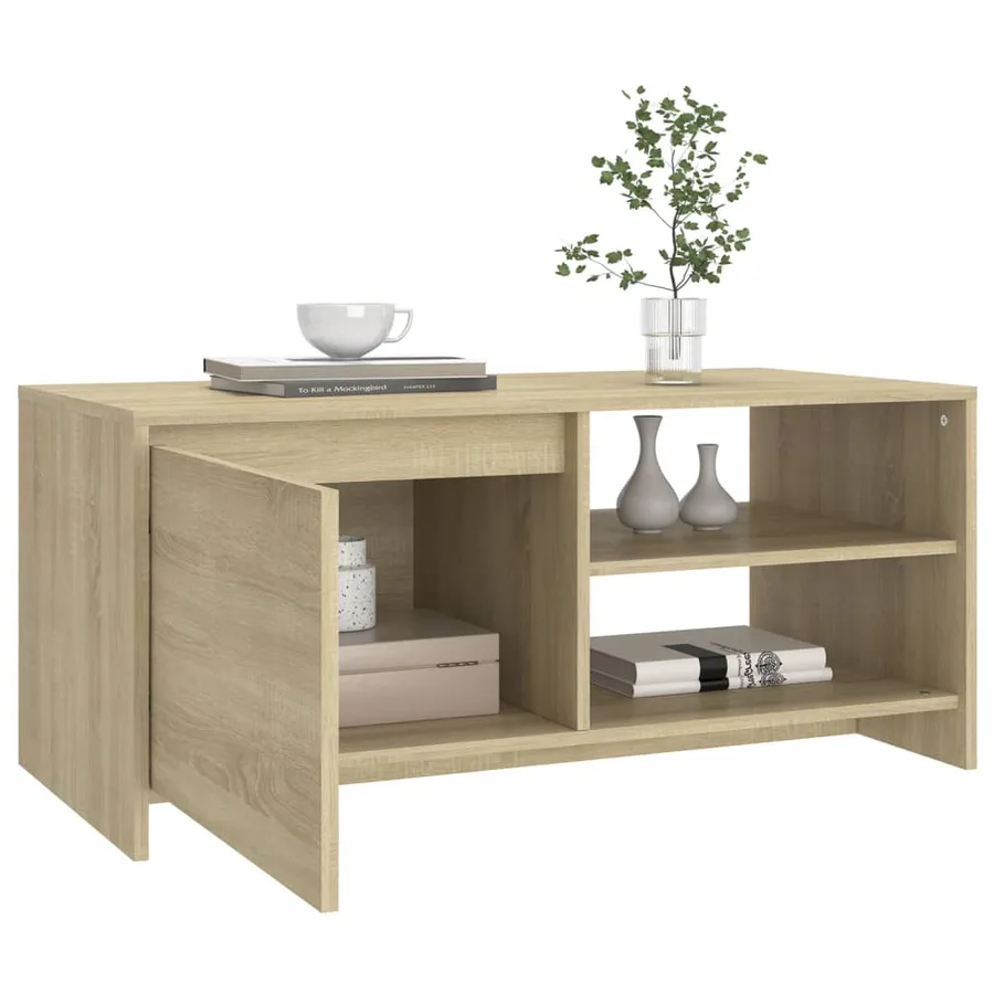 Table basse chêne sonoma 102x50x45 cm bois d'ingénierie - 4