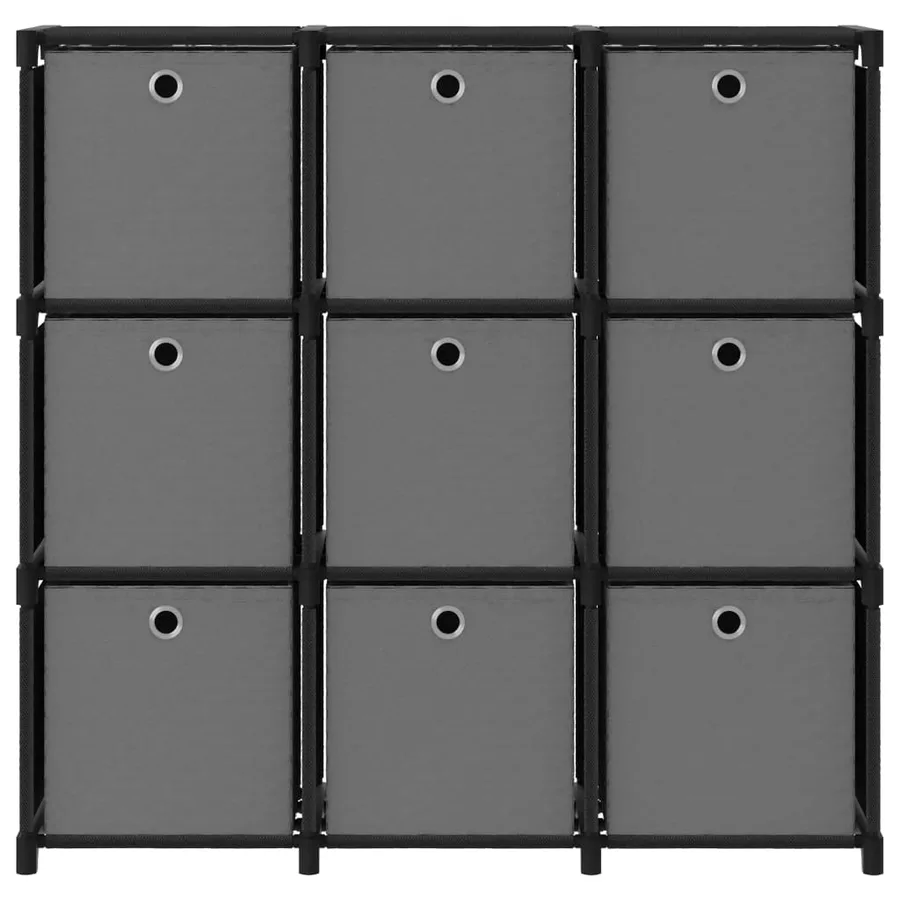 Étagère à 9 cubes avec boîtes Noir 103x30x107,5 cm Tissu - 2
