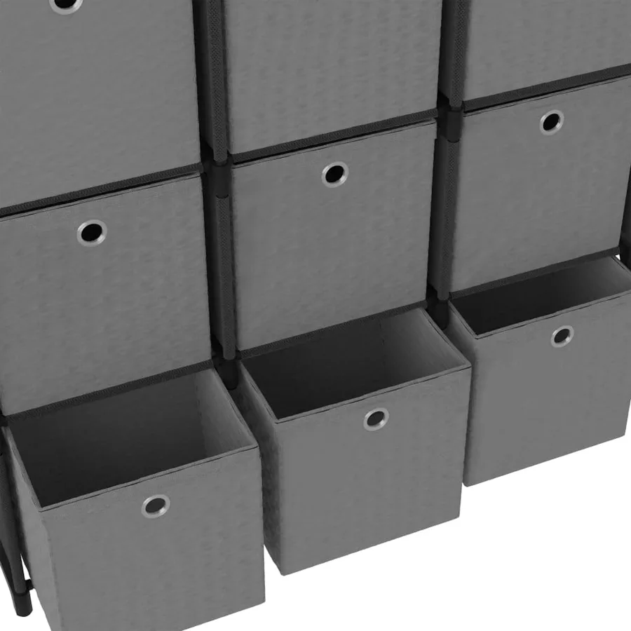 Étagère à 9 cubes avec boîtes Noir 103x30x107,5 cm Tissu - 6
