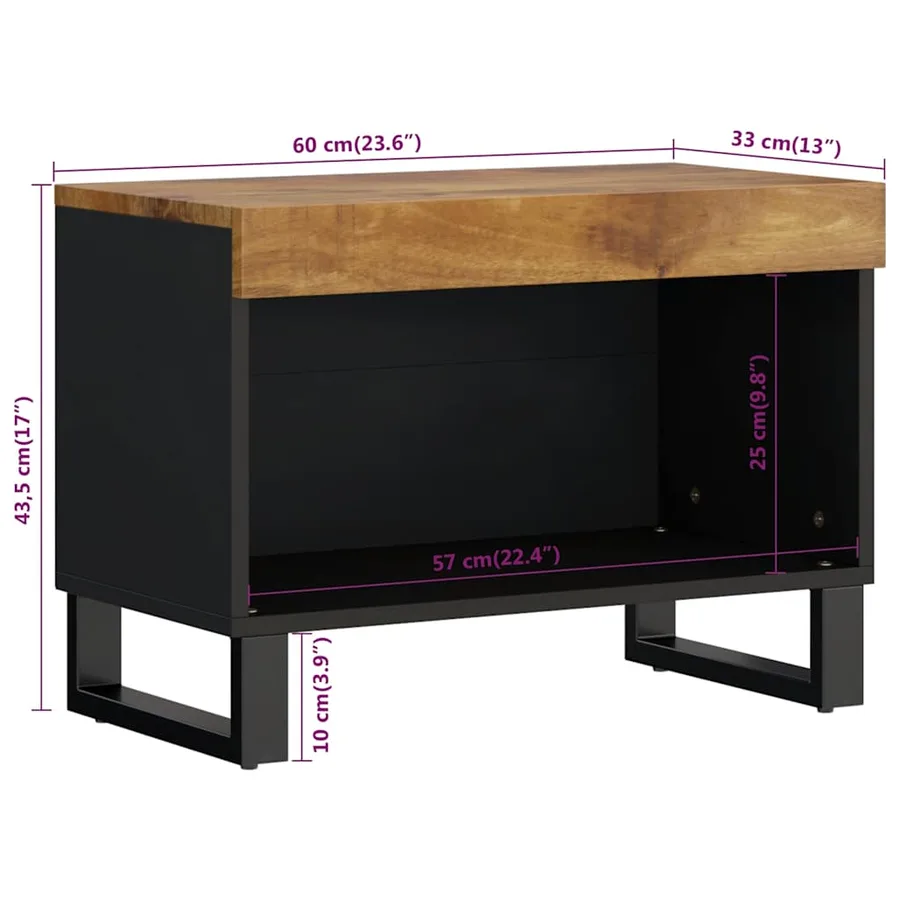 Meuble TV 60x33x43,5 cm bois massif de manguier - 8