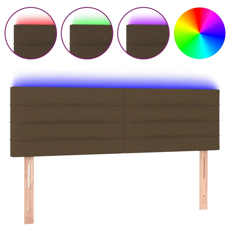Tête de lit à LED Marron Foncé 144x5x78/88 cm Tissu - 2