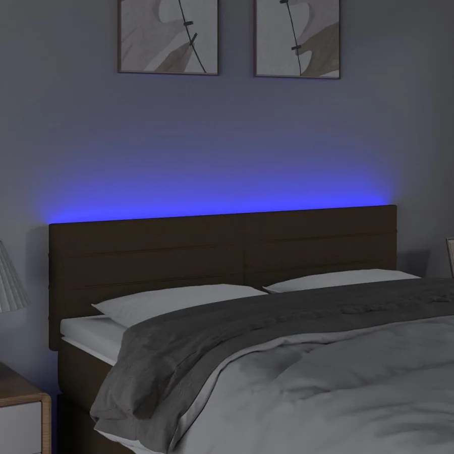 Tête de lit à LED Marron Foncé 144x5x78/88 cm Tissu - 3