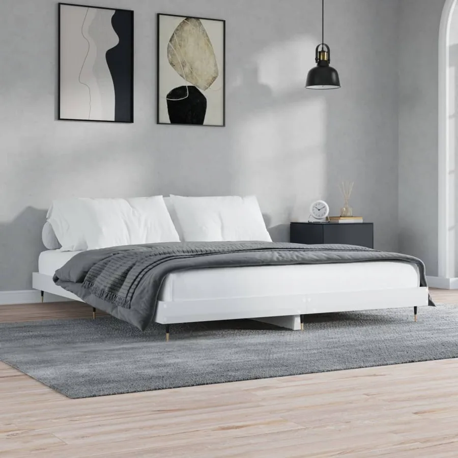 Cadre de lit sans matelas blanc brillant 180x200 cm - 3