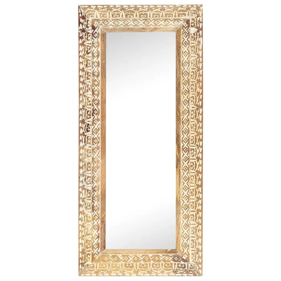 Miroir sculpté à la main 110x50x2,6 cm Bois de manguier solide - 2