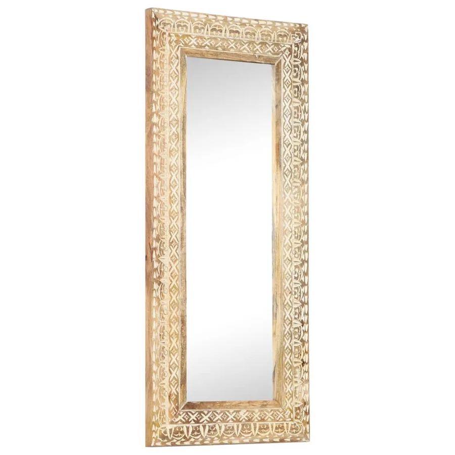 Miroir sculpté à la main 110x50x2,6 cm Bois de manguier solide - 6